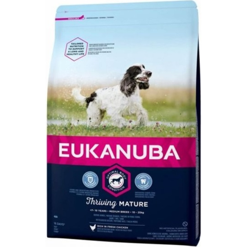 Eukanuba Sausa barība suņiem - Eukanuba Mature and Senior Medium, Chicken, 3 kg
