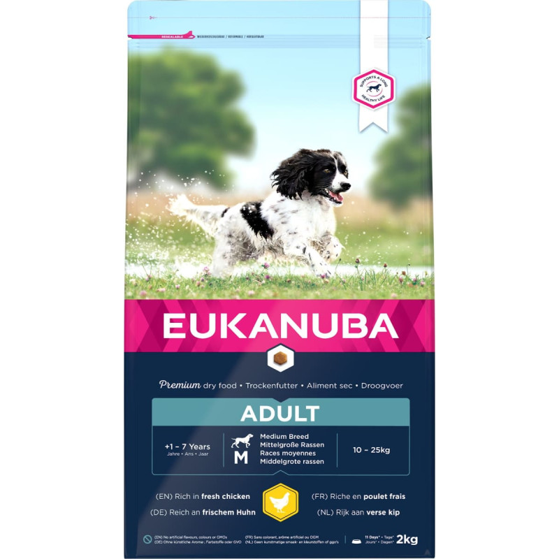 Eukanuba Sausa barība suņiem - Eukanuba Adult Medium Chicken, 2 kg