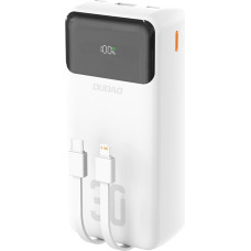Dudao Powerbank 30000mAh ar iebūvētiem PD kabeļiem 22,5W - balts