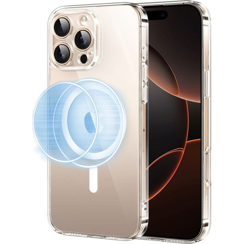 Ugreen iPhone 16 Pro elegants, caurspīdīgs magnētiskais maciņ&scaron; ar MagSafe aizsargapvalku &mdash; caurspīdīgs