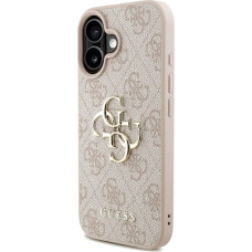 Guess PU 4G Metal Logo Strap Case for iPhone 16 Pink