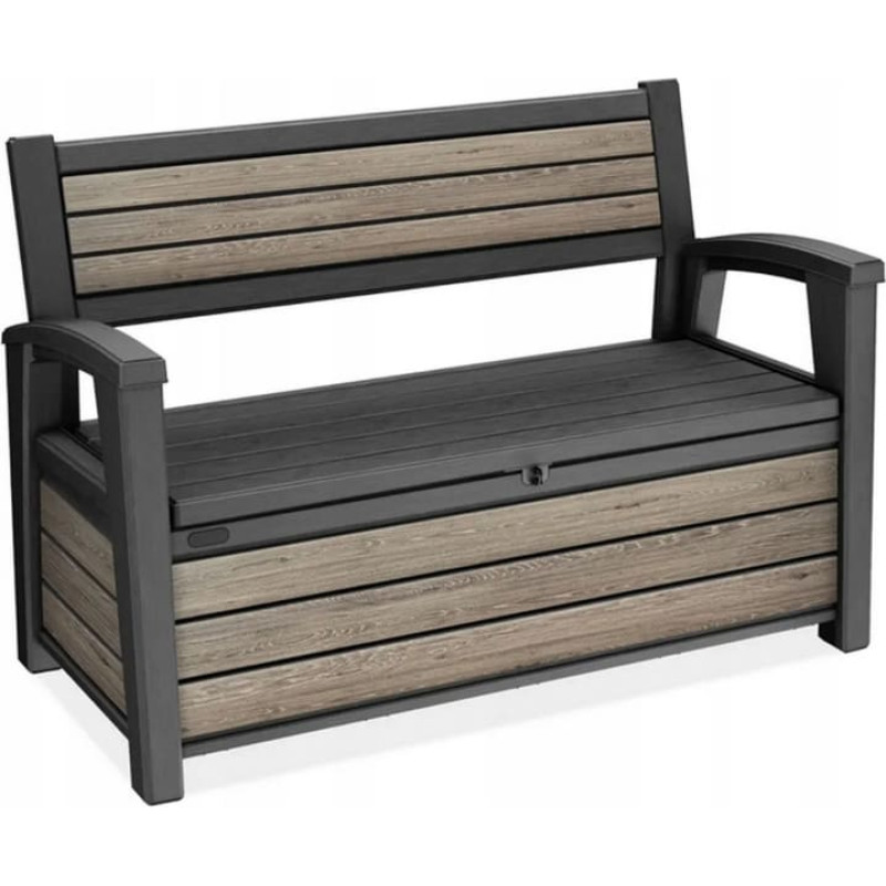 Keter Uzglabā&scaron;anas sols Deco Garden Bench 227L Ashwood pelnu pelēks