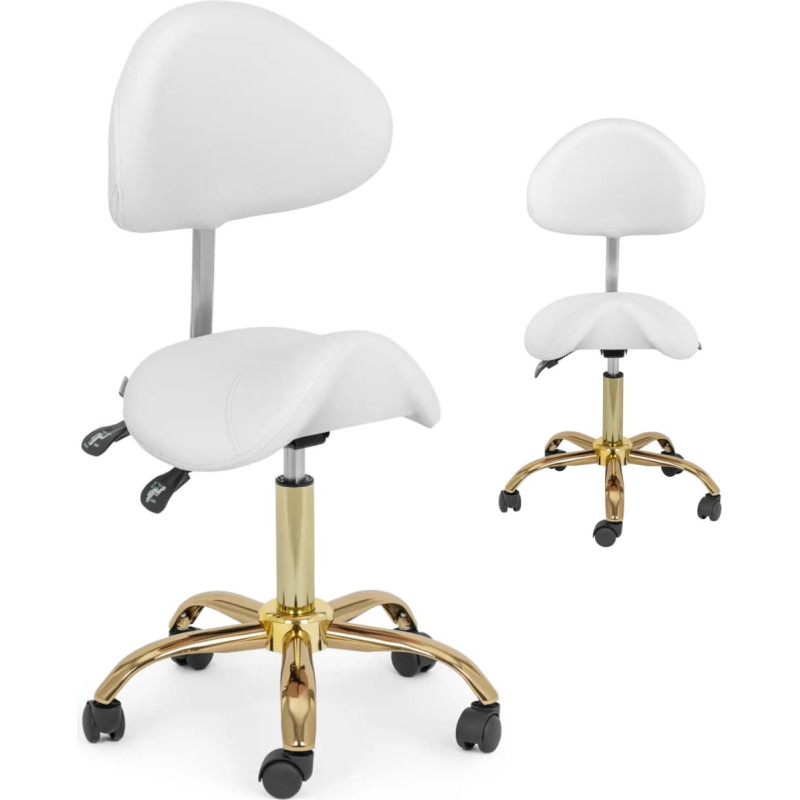 Physa MANNHEIM balts un zelta seglu kosmētikas krēsls ar regulējamu atzveltni