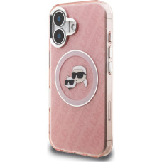 Karl Lagerfeld IML K&CH Heads Repeated Logo MagSafe Case for iPhone 16 Pink