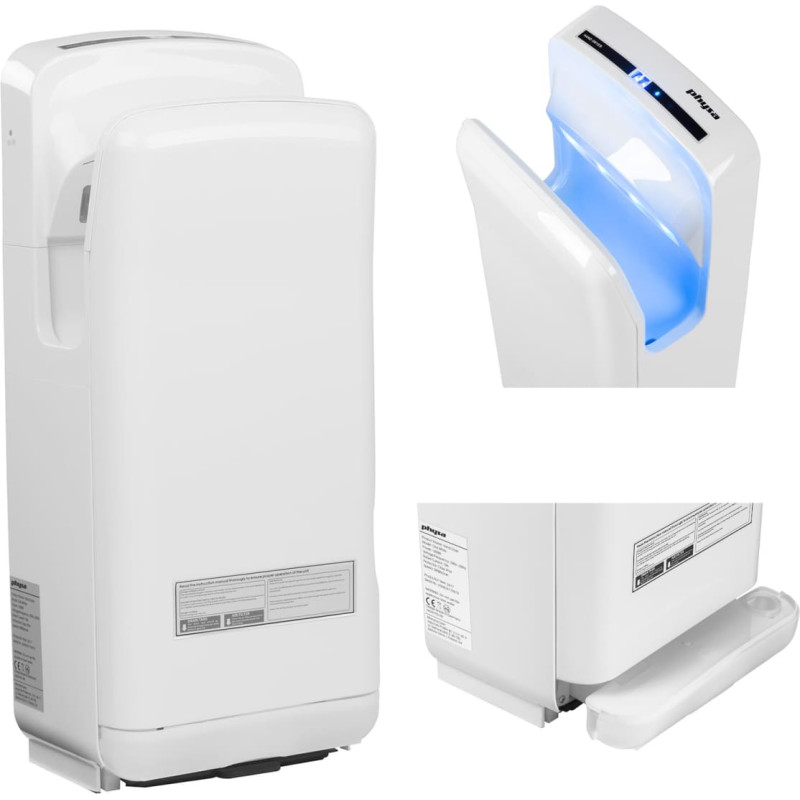 Physa Pie sienas stiprināms elektriskais roku žāvētājs, balts, 1650 W, Oria white