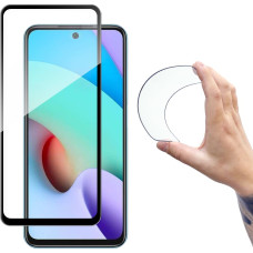 Wozinsky Rūdīta stikla plēve Xiaomi Redmi 10 ar pilna pārklājuma Flexi Nano rāmi - melna