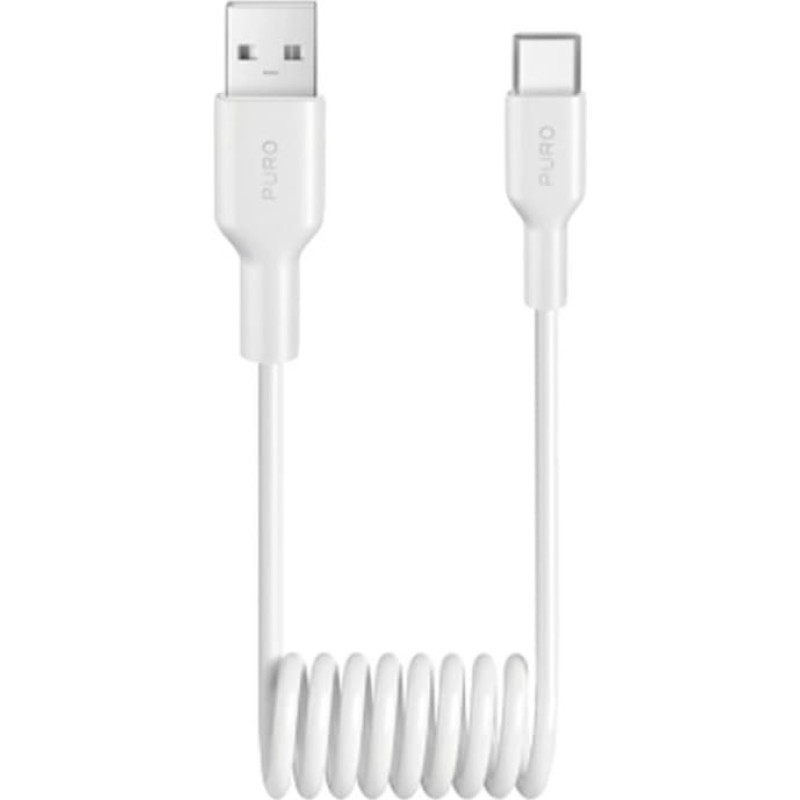 Puro Spirālveida kabelis USB-A - USB-C 10W 1m - balts