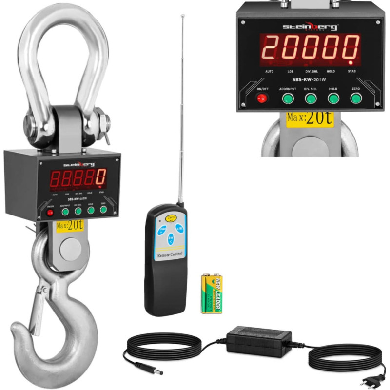 Steinberg Systems Piekaramie āķa svari noliktavai ar LED tālvadības pulti līdz 20&nbsp;000 kg