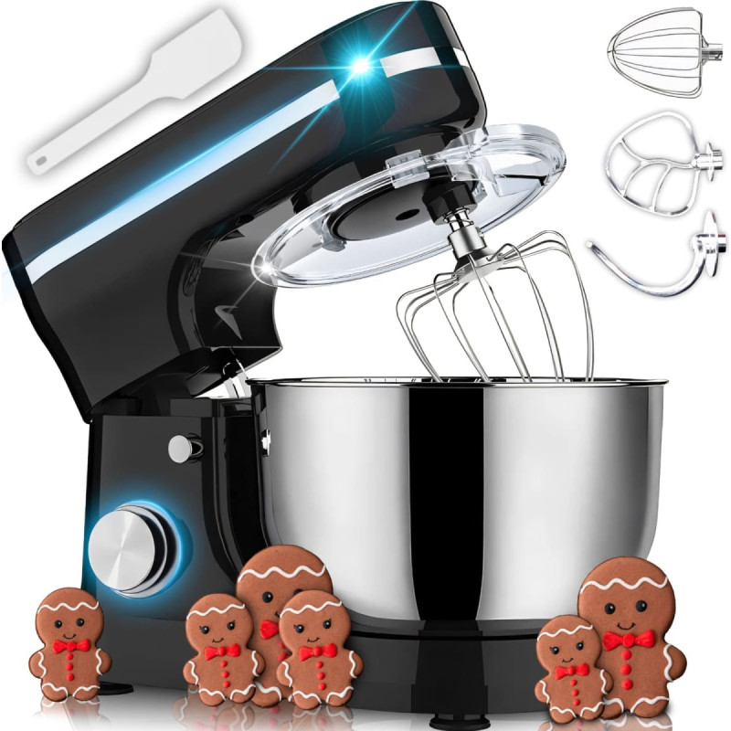 Retoo Planetārais mikseris 3 vienā, āķis, putotājs, maisītājs, 6 līmeņi, bļoda 6 l, 3200 W