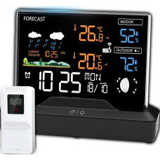 Retoo Bezvadu meteoroloģiskā stacija, pulkstenis, termometrs, higrometrs, barometrs, 1 sensors, 80 m, LCD