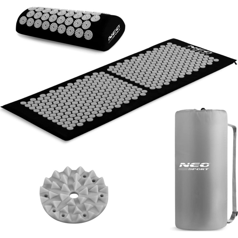 Neo-Sport Akupresūras paklājiņ&scaron; ar radzēm NS-901 melns un pelēks