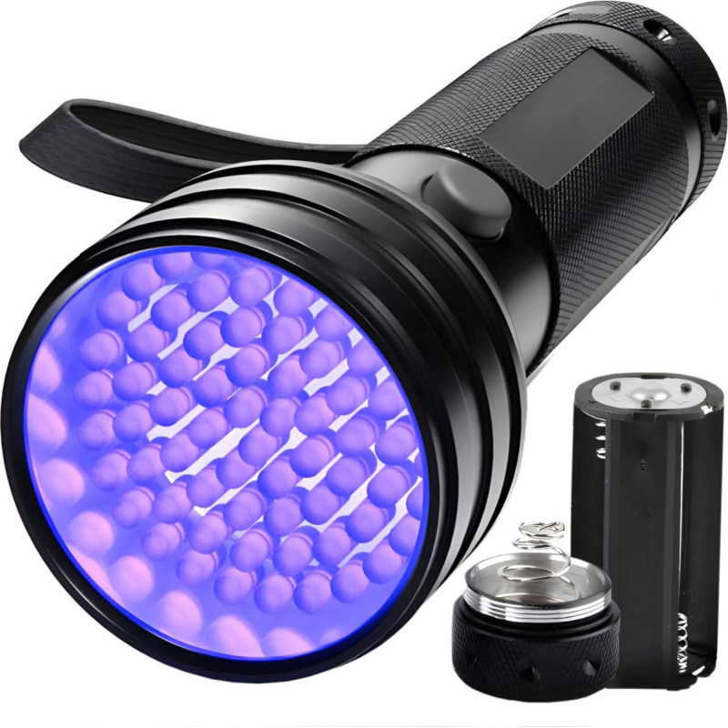 Retoo Taktiskais metāla UV lukturītis, darbināms ar baterijām, 51 LED