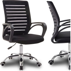 Retoo Grozāms biroja krēsls uz riteņiem, ventilējams, līdz 150 kg - melns