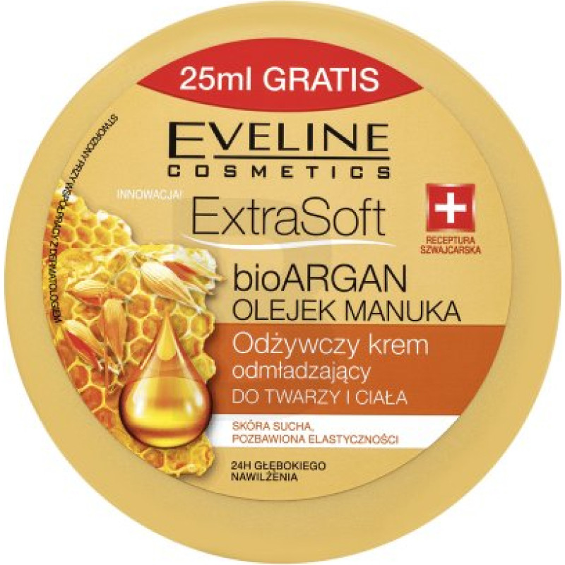 Eveline Extra Soft liftingový zpevňující krém BioARGAN Manuka Oil Face and Body Cream 175 ml