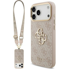 Guess 4G Big 4G Classic Logo Big Strap Metal Buttons Case for iPhone 17 Pro Max Pink