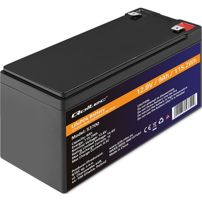 Qoltec LiFePO4 battery 12.8V  9Ah  115.2Wh  BM