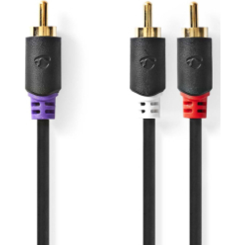 Kabelis Nedis 1x RCA - 2x RCA Subwoofer 3m