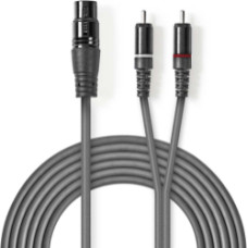 Kabelis Nedis XLR F - 2x RCA M 1.5m