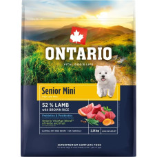 Ontario Barība suņiem &ndash; Ontario Senior Mini, Lamb and Brown Rice, 2,25 kg
