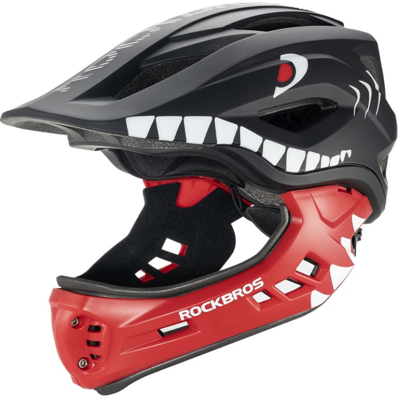 Rockbros TT-32005 Shark Children's Bike Helmet with Detachable Jaw Size M (54-58) - Black