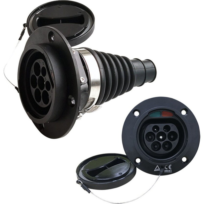 Hismart Elektromobiļa kontaktligzda 2. tips (vīrie&scaron;u), 32A, 3 fāžu