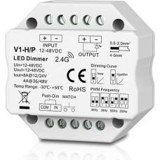 Skydance V1-H/P kontrolieris, 12&ndash;48 V, 1 x 8 A, ar spiedpogu aptum&scaron;o&scaron;anas funkciju