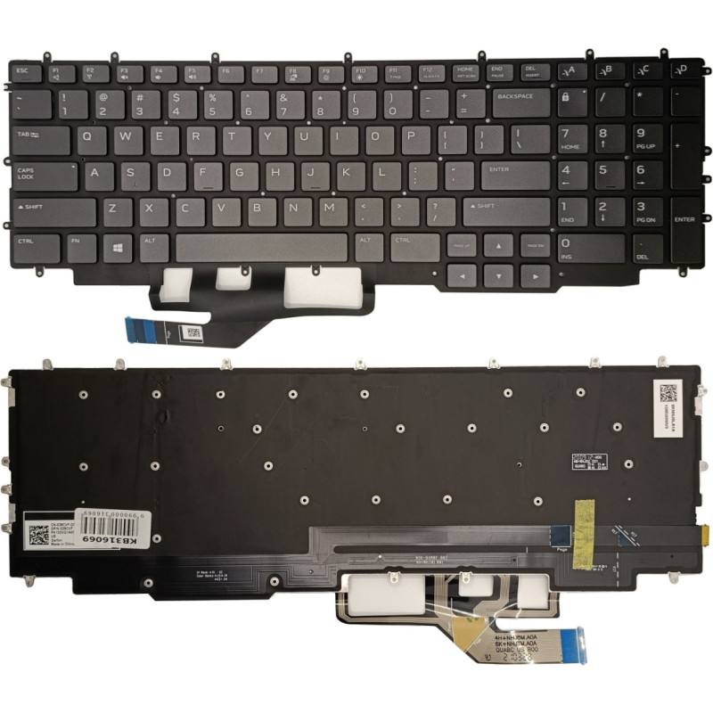 Dell Tastatūra DELL G7 17 7700, ar fona apgaismojumu, ASV