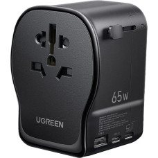 Ugreen Ceļojuma maiņstrāvas adapteris ar USB-C USB-A lādētāju 65 W - melns