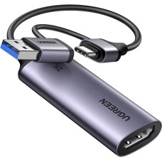 Ugreen USB-A/C - HDMI 4K straumē&scaron;anas uztver&scaron;anas karte - pelēka