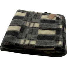 Belar 160x200 merino vilnas sega - pelēks un krēmkrāsas rūtains raksts