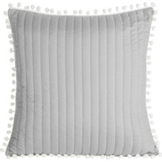 Dekoratīva spilvendrāna 45x45 Sudraba ķirzaka ar pomponiem