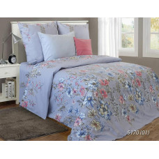 Satīna gultasveļa 160x200 5170/1 pelēki sarkani balti ziedi 02