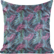 Dekoratīvā spilvendrāna 45x45 Alba tērauda zaļas rozā spalvas