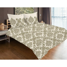 Satīna gultas veļa 220x200 47A Ekskluzīvi glamūra zelta ekrū ornamenti