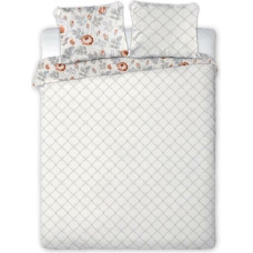 Kokvilnas gultasveļa 220x200 Rombs ziedi balti pelēki ziedu ģeometriski Delicate 010 4201