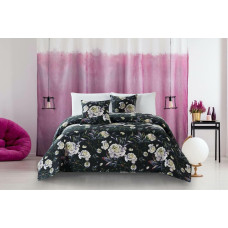 Dekoratīvs gultas pārklājs 140x200 Peonijas peonijas melni ziedi