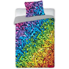 Kokvilnas gultas veļa 140x200 Blocks 024 like lego varavīksne 3019 divpusēja jauniešu spilvendrāna 70x90