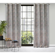 Aizkars 140x250 Goja sudraba velūrs ar ginka lapām uz starplikām Pierre Cardin ar spīdīgu apdruku