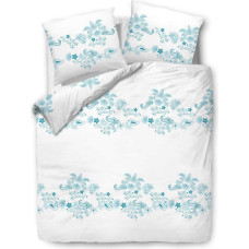 Kokvilnas gultas veļa 220x200 balti tirkīza ornamenti 71464/1 Cottonlove 3