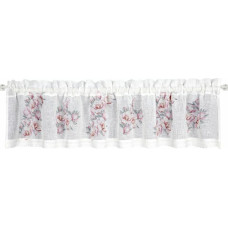 Greizsirdība 30x150 Suzy White Pink Tunnel gatavs ziedu raksta matēts audums ar mežģīnēm