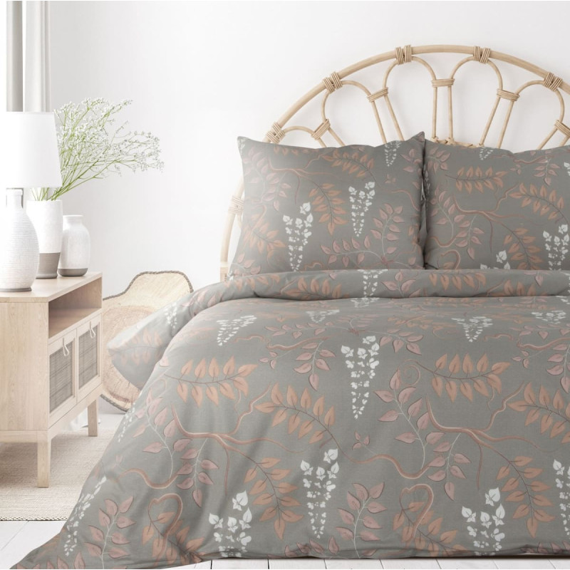 Kokvilnas gultas veļa 220x200 Sevilja 3 olīvu aprikožu lapas kastē Terra Collection