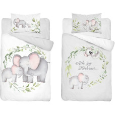 Bambusa gultas veļa 90x120 3950 A Słoniki balti pelēka spilvendrāna 40x60 bērniem Bamboo 103