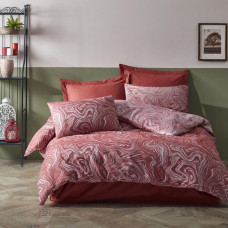 Kokvilnas gultas veļa 160x200 marmora sarkanā terra marmora žakarda Cottonlove Jacquard