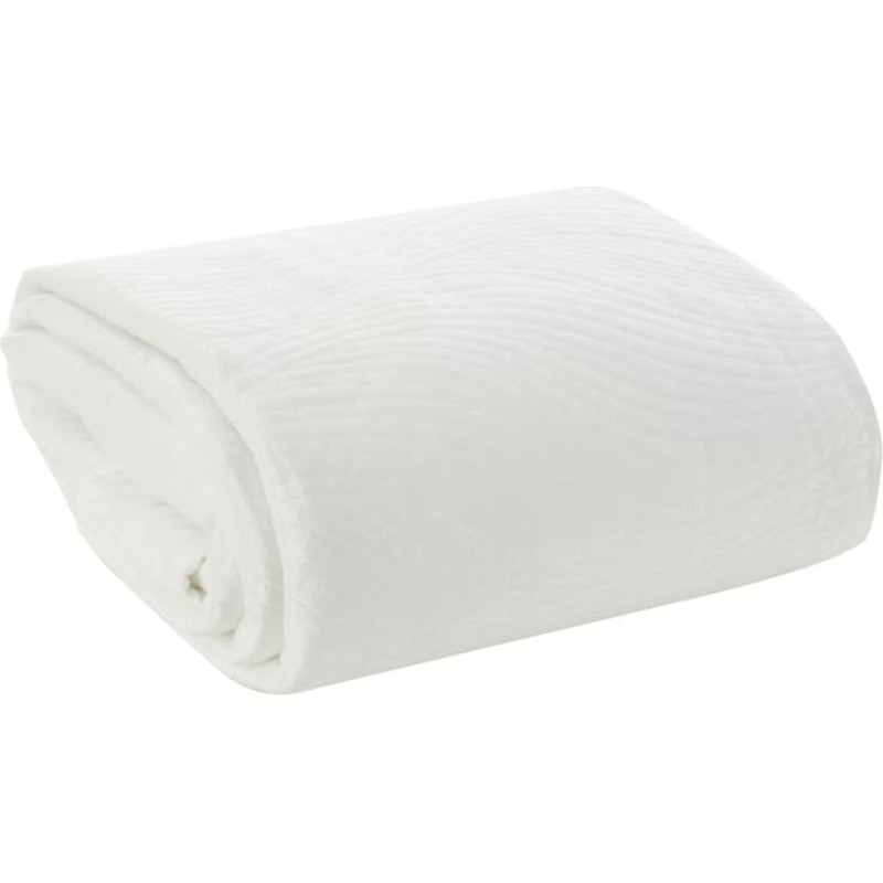 Dekoratīvais gultas pārklājs 220x240 Ria 5 balta velūra viļņi 1