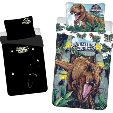 Tumsā mirdzoša gultas veļa 140x200 Dinosaur Jurassic World Roar kokvilnas spilvendrāna 70x90