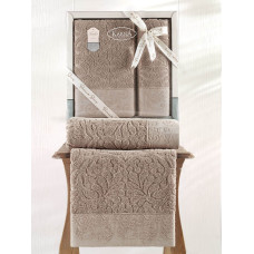 Dvieļu komplekts kastītē 2 gab Novra kapučīno 50x90+70x140 Darymex