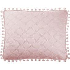 Spilvena pārvalks ar pomponiem 50x70 pūderrozā Pompoo pompoms glamour dimanti dekoratīvi gultas pārklājam