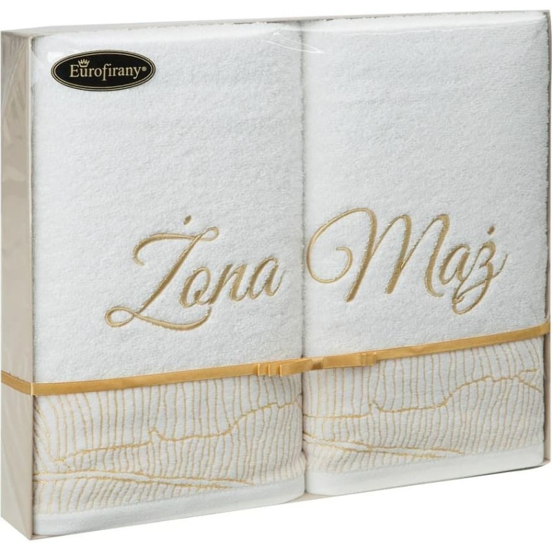 Dvieļu komplekts 2 gab.Vīrs Sieva krēmzelts t/0523 dāvanu komplekts