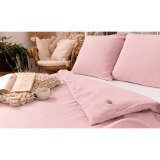 Muslīna kokvilnas gultasveļa 220x200 pūderrozā 12 vienkrāsains