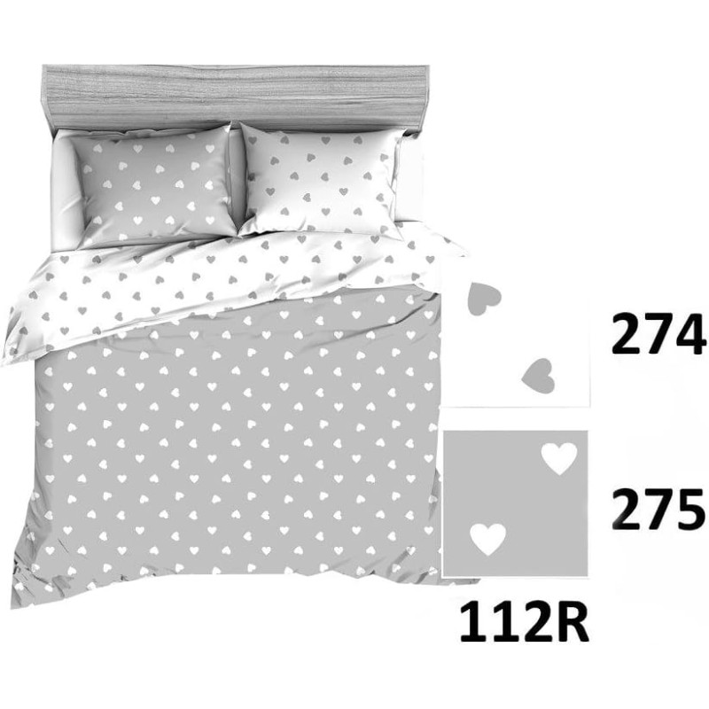 Kokvilnas gultas veļa 200x220 R112 balti pelēkas sirsniņas sirsniņas 275D 274D